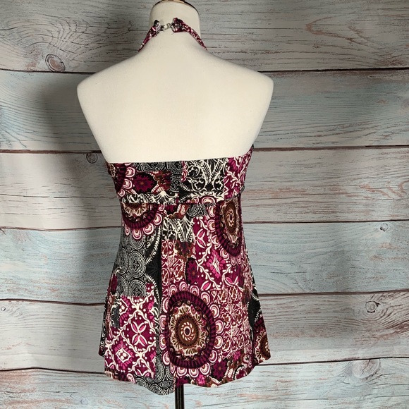 INC halter rhinestone top black, purple, white - Picture 3 of 6